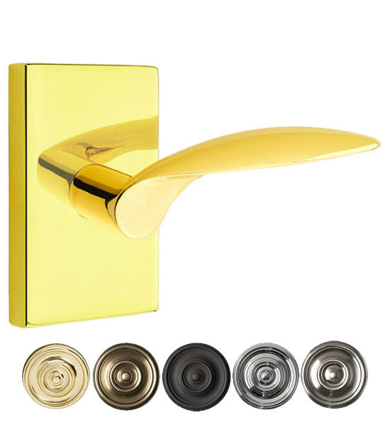 Antique Hardware Emtek Solid Brass Mercury Lever With Modern Rectangular Rosette (Several Finish Options) EMTEK LEVER DOOR KNOB