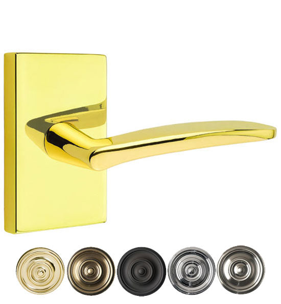 Antique Hardware Emtek Solid Brass Poseidon Lever With Modern Rectangular Rosette (Several Finish Options) EMTEK LEVER DOOR KNOB