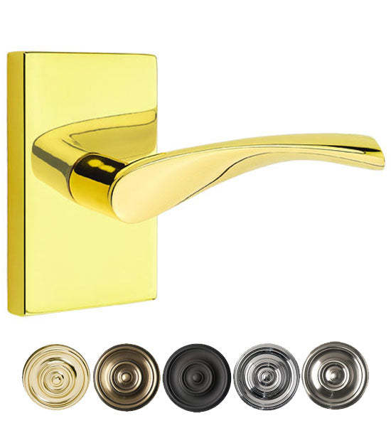 Antique Hardware Emtek Solid Brass Triton Lever With Modern Rectangular Rosette (Several Finish Options) EMTEK LEVER DOOR KNOB