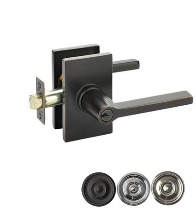 Antique Hardware Emtek Solid Brass Helios Key In Door Lever with Modern Rectangular Rosette EMTEK LEVER DOOR KNOB