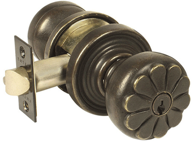 Antique Hardware Emtek Solid Brass Key In Petal Door Knob Set With Round Rosette EMTEK DOOR KNOB