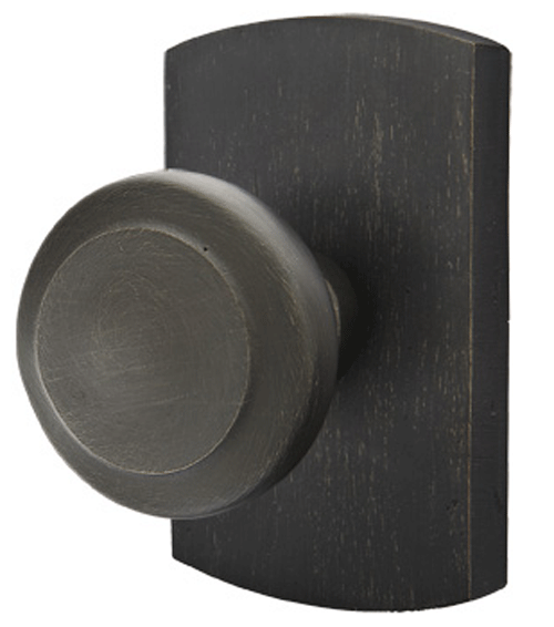 Antique Hardware Solid Brass Sandcast Butte Door Knob Set With Rounded Rectangular Rosette (Several Finish Options) EMTEK DOOR KNOB