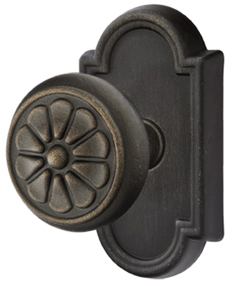 Antique Hardware Solid Brass Lost Wax Petal Door Knob Set With Beveled Arched Rosette (Several Finish Options) EMTEK DOOR KNOB