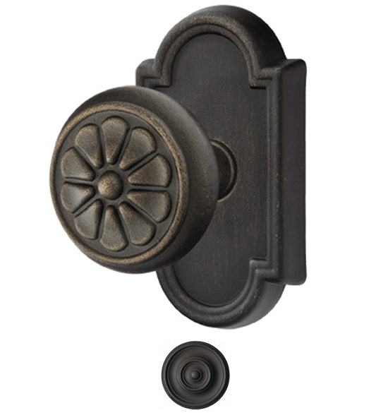 Antique Hardware Solid Brass Lost Wax Petal Door Knob Set With Beveled Arched Rosette (Several Finish Options) EMTEK DOOR KNOB