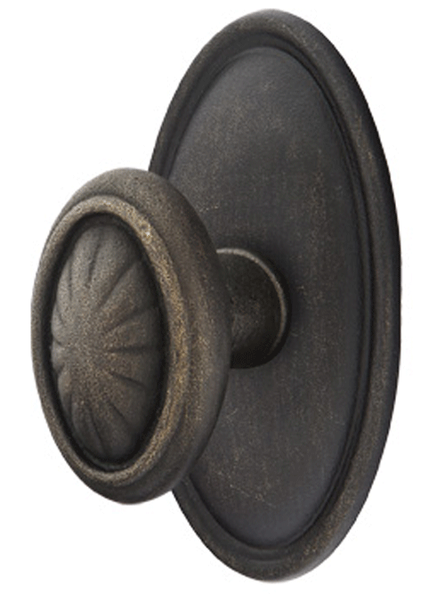 ##Antique Hardware## Solid Brass Lost Wax Parma Door Knob Set With Oval Rosette (Several Finish Options)