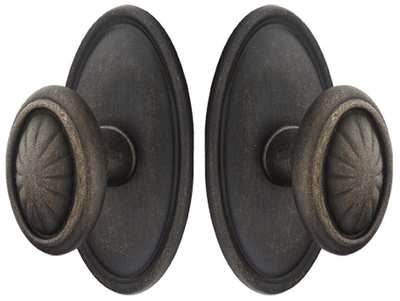 ##Antique Hardware## Solid Brass Lost Wax Parma Door Knob Set With Oval Rosette (Several Finish Options)