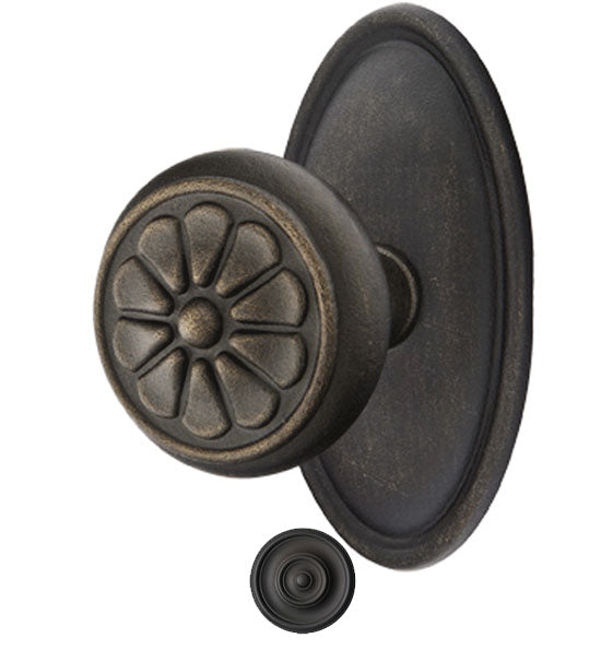 ##Antique Hardware## Solid Brass Lost Wax Petal Door Knob Set With Oval Rosette (Several Finish Options)