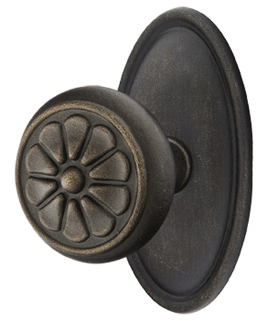 ##Antique Hardware## Solid Brass Lost Wax Petal Door Knob Set With Oval Rosette (Several Finish Options)