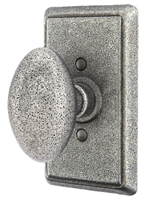 ##Antique Hardware## Emtek Solid Brass Savannah Door Knob Set With Rectangular Rosette (Satin Steel)