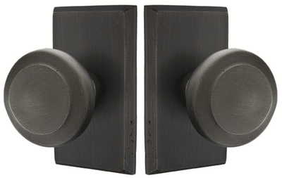 ##Antique Hardware## Solid Brass Sandcast Butte Door Knob Set With Rectangular Rosette (Several Finish Options)