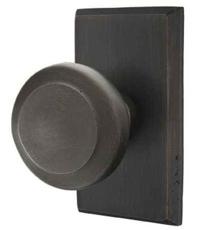 ##Antique Hardware## Solid Brass Sandcast Butte Door Knob Set With Rectangular Rosette (Several Finish Options)