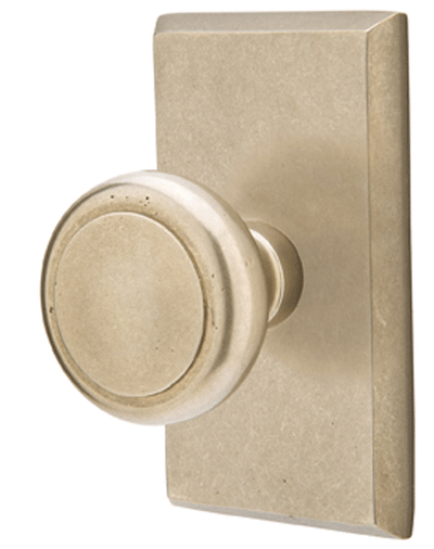 ##Antique Hardware## Solid Brass Sandcast Butte Door Knob Set With Rectangular Rosette (Several Finish Options)