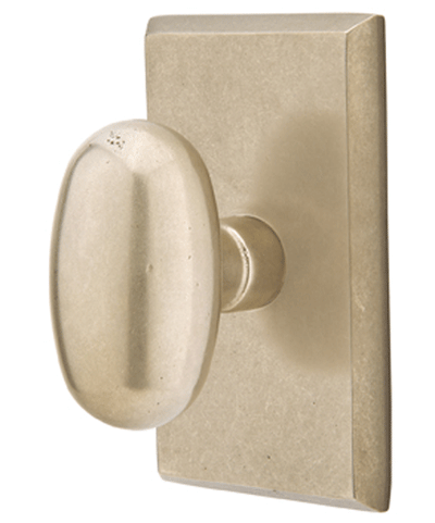 ##Antique Hardware## Solid Brass Sandcast Egg Door Knob Set With Rectangular Rosette (Several Finish Options)