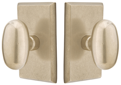 ##Antique Hardware## Solid Brass Sandcast Egg Door Knob Set With Rectangular Rosette (Several Finish Options)