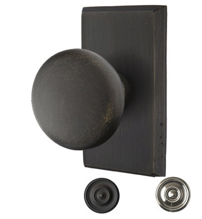 ##Antique Hardware## Solid Brass Sandcast Winchester Door Knob Set With Rectangular Rosette (Several Finish Options)