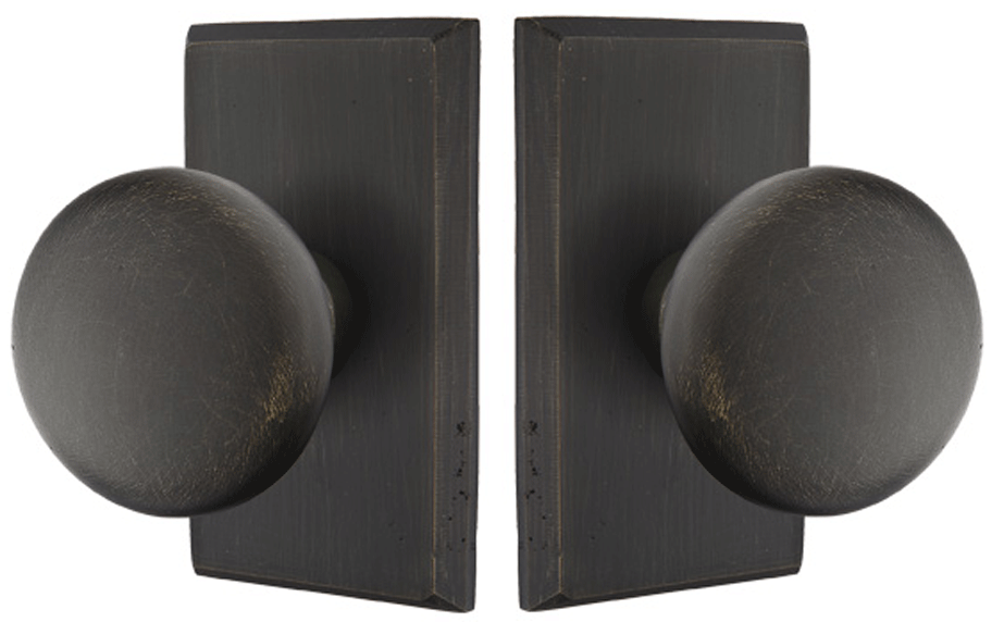 ##Antique Hardware## Solid Brass Sandcast Winchester Door Knob Set With Rectangular Rosette (Several Finish Options)