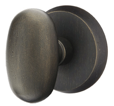 ##Antique Hardware## Solid Brass Sandcast Egg Door Knob Set With Disk Rosette (Several Finish Options)