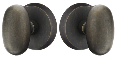 ##Antique Hardware## Solid Brass Sandcast Egg Door Knob Set With Disk Rosette (Several Finish Options)