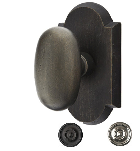 ##Antique Hardware## Solid Brass Sandcast Egg Door Knob Set With Arched Rosette (Several Finish Options)