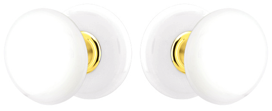 ##Antique Hardware## Ice White Porcelain Door Knob Set With Porcelain Rosette (Several Finish Options)