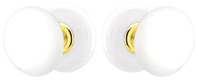 ##Antique Hardware## Ice White Porcelain Door Knob Set With Porcelain Rosette (Several Finish Options)