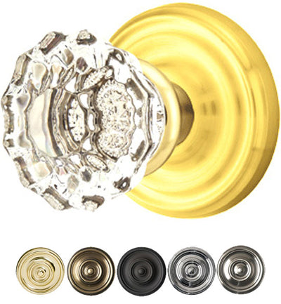 ##Antique Hardware## Crystal Astoria Door Knob Set With Regular Rosette (Several Finish Options)