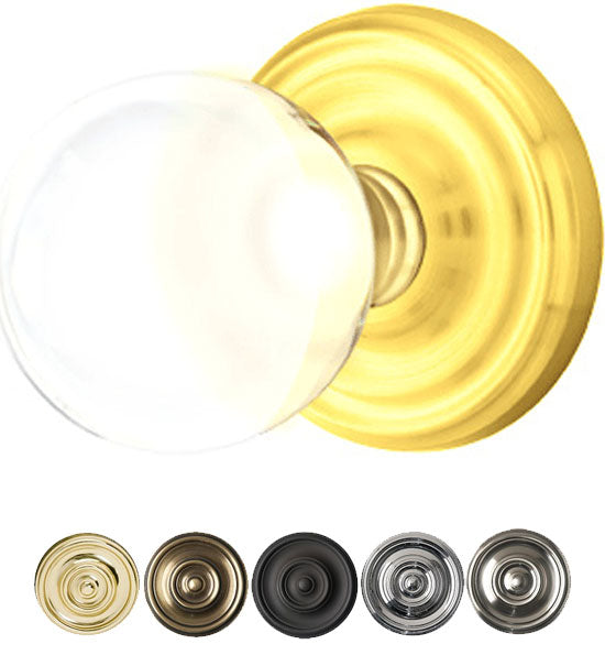 Antique Hardware Crystal Bristol Door Knob Set With Regular Rosette (Several Finish Options) EMTEK GLASS CRYSTAL BRISTOL DOOR KNOB