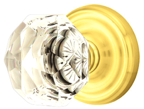 Antique Hardware Diamond Crystal Door Knob Set With Regular Rosette (Several Finish Options) EMTEK GLASS CRYSTAL DIAMOND DOOR KNOB