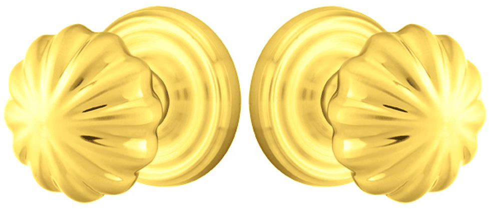 ##Antique Hardware## Solid Brass Melon Door Knob Set With Regular Rosette (Several Finish Options)