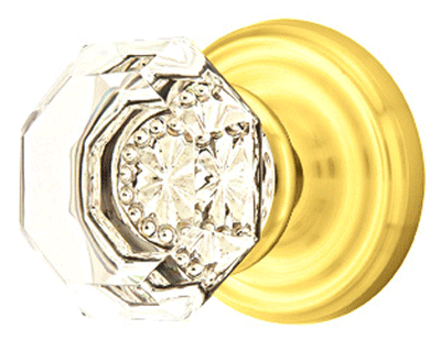 ##Antique Hardware## Emtek Crystal Old Town Clear Door Knob Set With Regular Rosette (Several Finish Options)