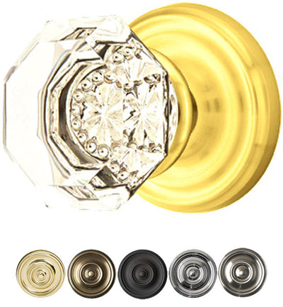 ##Antique Hardware## Emtek Crystal Old Town Clear Door Knob Set With Regular Rosette (Several Finish Options)