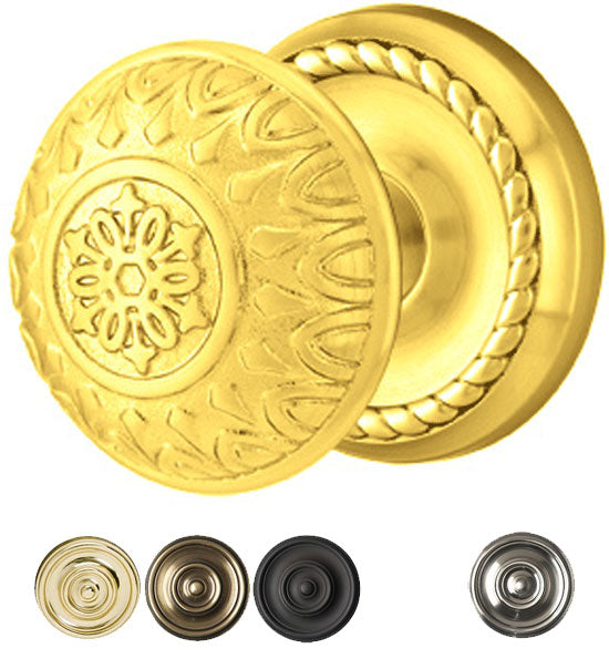 ##Antique Hardware## Solid Brass Lancaster Door Knob Set With Rope Rosette (Several Finish Options)