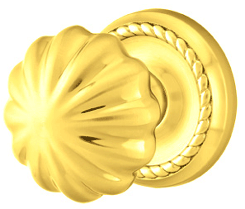 ##Antique Hardware## Solid Brass Melon Door Knob Set With Rope Rosette (Several Finish Options)