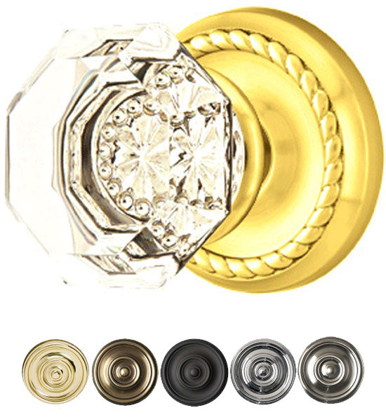 Antique Hardware Crystal Old Town Clear Door Knob Set With Rope Rosette (Several Finish Options) EMTEK CRYSTAL DOOR KNOB