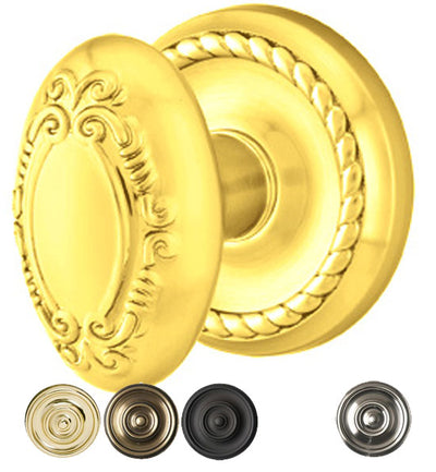 ##Antique Hardware## Solid Brass Victoria Door Knob Set With Rope Rosette (Several Finish Options)