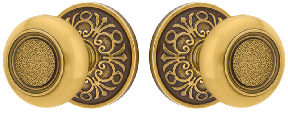 ##Antique Hardware## Solid Brass Belmont Door Knob Set With Lancaster Rosette (Several Finish Options)