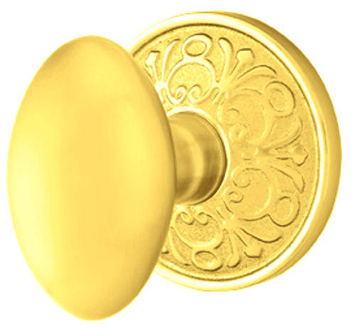 ##Antique Hardware## Solid Brass Egg Door Knob Set With Lancaster Rosette (Several Finish Options)