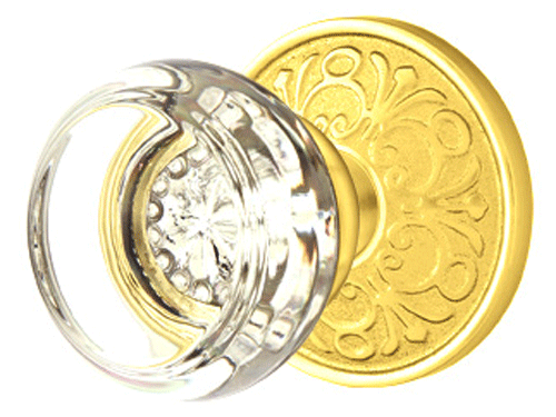 ##Antique Hardware## Emtek Crystal Georgetown Door Knob Set With Lancaster Rosette