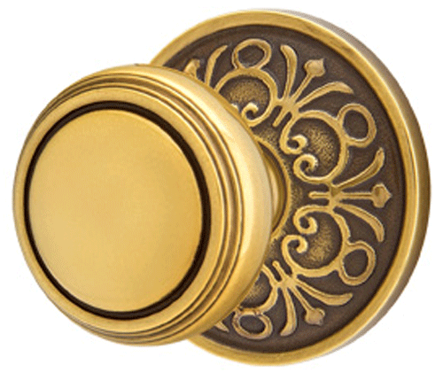 ##Antique Hardware## Solid Brass Norwich Door Knob Set With Lancaster Rosette (Several Finish Options)