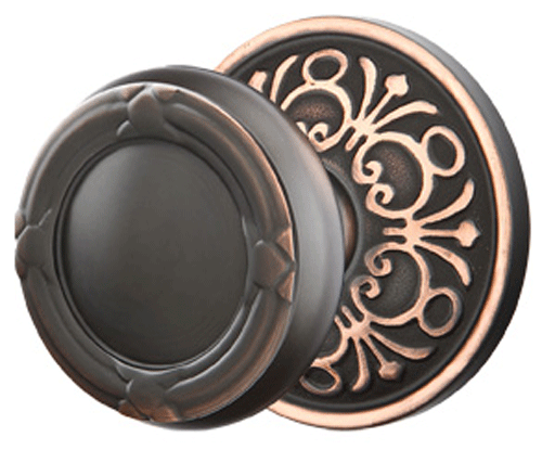 ##Antique Hardware## Solid Brass Ribbon & Reed Door Knob Set With Lancaster Rosette (Several Finish Options)