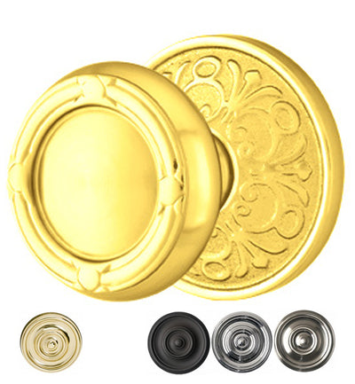 ##Antique Hardware## Solid Brass Ribbon & Reed Door Knob Set With Lancaster Rosette (Several Finish Options)