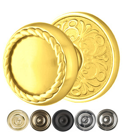 ##Antique Hardware## Solid Brass Rope Door Knob Set With Lancaster Rosette (Several Finish Options)