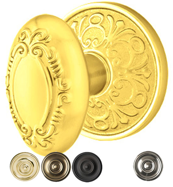 ##Antique Hardware## Solid Brass Victorian Door Knob Set With Lancaster Rosette (Several Finish Options)