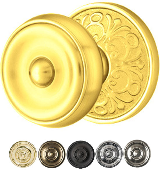 ##Antique Hardware## Emtek Solid Brass Waverly Door Knob Set With Lancaster Rosette (Several Finishes Available)