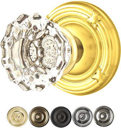 ##Antique Hardware## Emtek Crystal Astoria Door Knob Set With Ribbon & Reed Rosette (Several Finish Options)