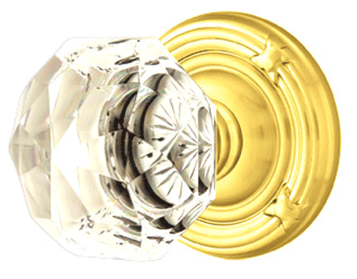 ##Antique Hardware## Emtek Diamond Crystal Door Knob Set With Ribbon & Reed Rosette (Several Finish Options)