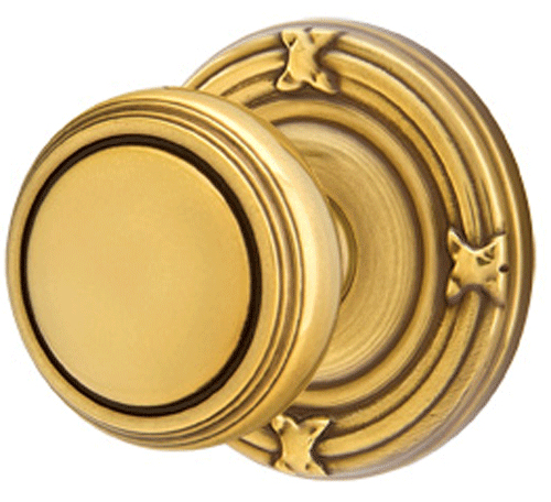 ##Antique Hardware## Solid Brass Norwich Door Knob Set With Ribbon & Reed Rosette (Several Finish Options)