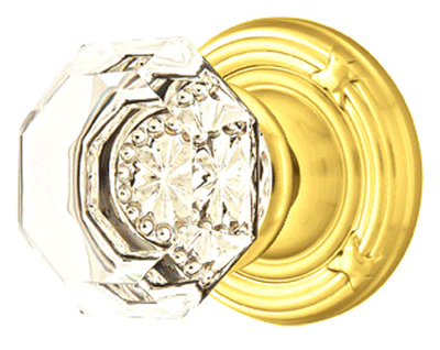 ##Antique Hardware## Emtek Crystal Old Town Clear Door Knob Set With Ribbon & Reed Rosette (Several Finish Options)