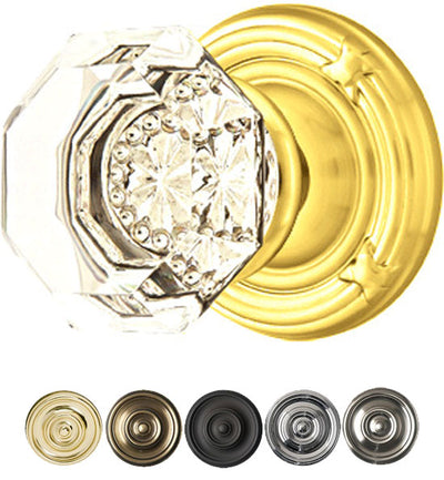 ##Antique Hardware## Emtek Crystal Old Town Clear Door Knob Set With Ribbon & Reed Rosette (Several Finish Options)