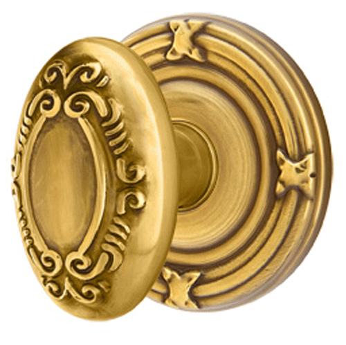 ##Antique Hardware## Solid Brass Victoria Door Knob Set With Ribbon & Reed Rosette (Several Finish Options)